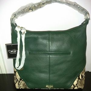 LEO SNAKE LEATHER HOBO EVERGREEN